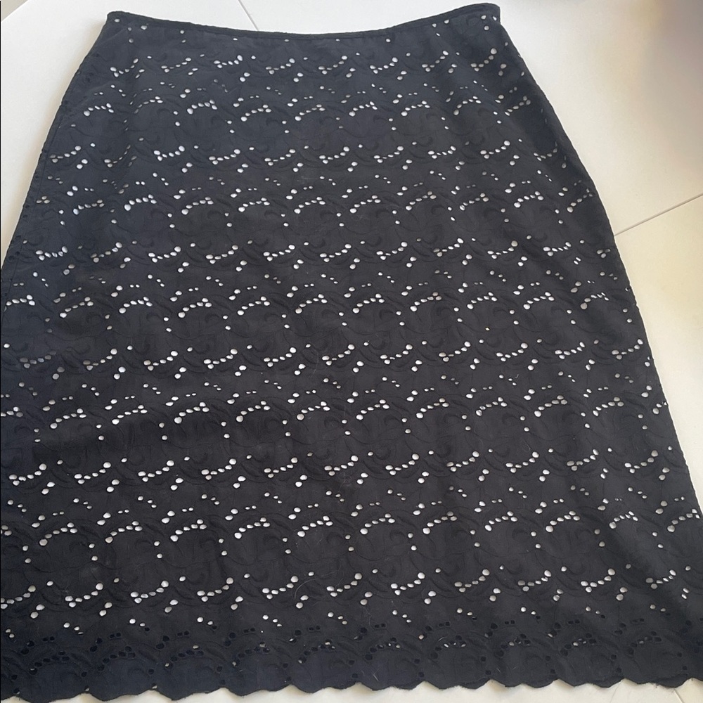Jones New York Black Eyelet A-Line Skirt